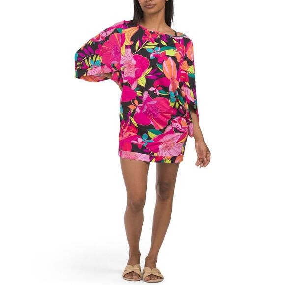 Trina Turk Multicolor Solar Floral Tunic Swim Coverup NEW Women's Medium - Picture 1 of 7